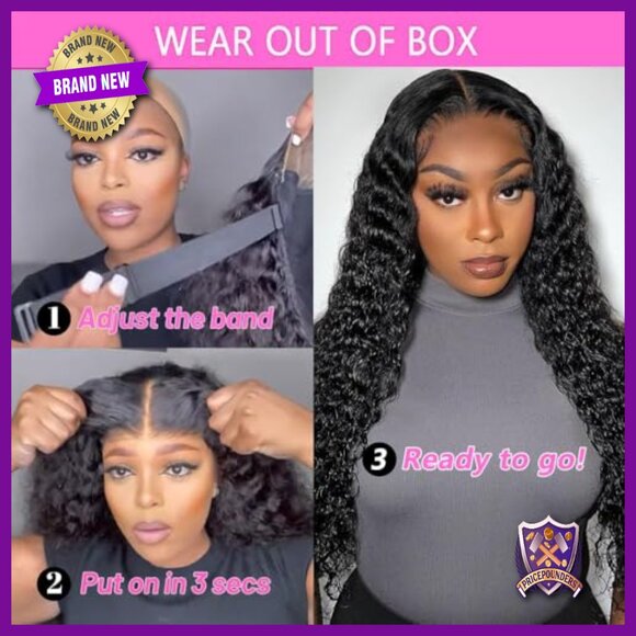 20 Inch Human Hair Glueless Wig Deep Wave 180 Density Pre Plucked